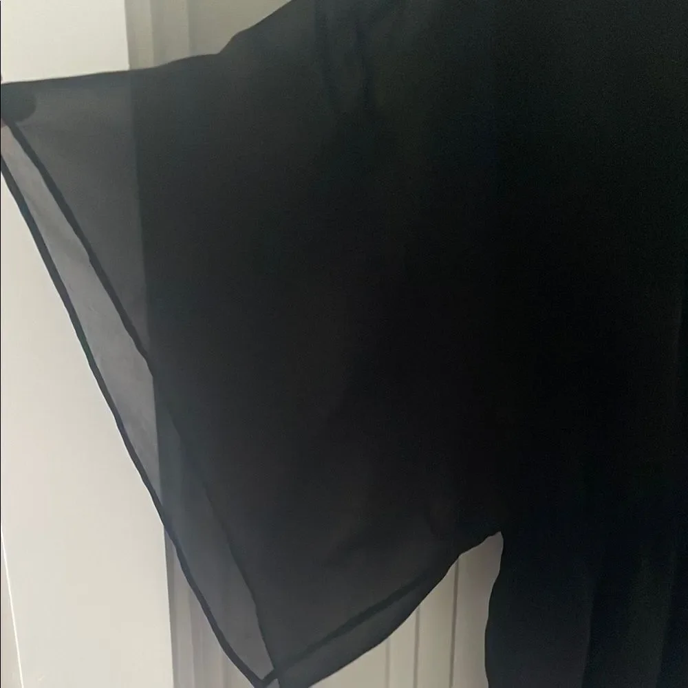 Tory Burch Black Tunic Oversized 3/4 Kimono Sleeve Blouse